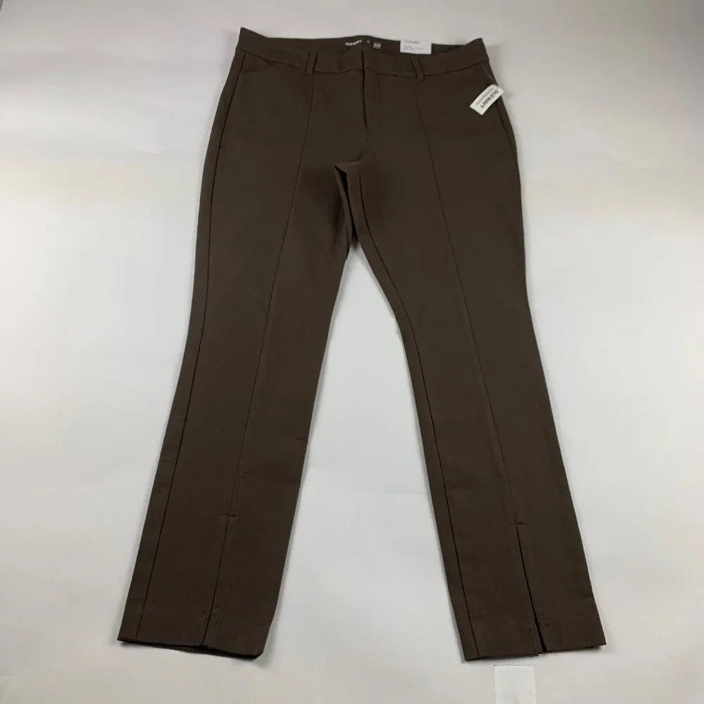 Old Navy Anne Brown Stretch Canvas High Rise Split Hem Pixie Pant 16 New